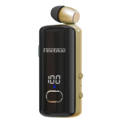 F580 Business Earphones | Collar Clip on Headphone with Power Display | color gold | astrosoar.com